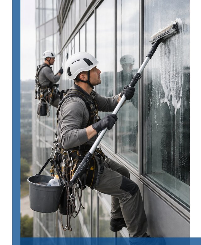 Высотная мойка сплошного остекления с выездом в Дивногорске