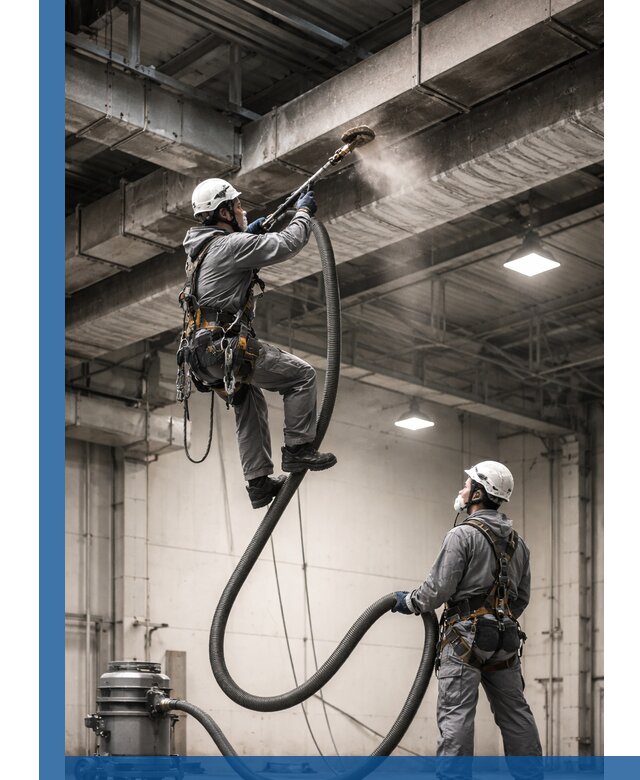 Обеспыливание потолочных конструкций в Дивногорске промышленным альпинизмом