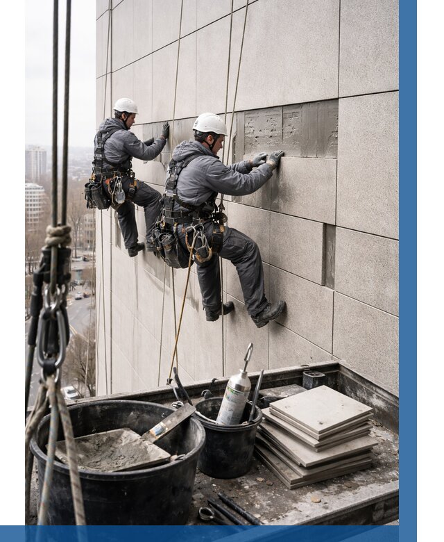 Ремонт фасада из керамогранита в Дивногорске от 2528 р. | ВЫСОТНИК-Двн