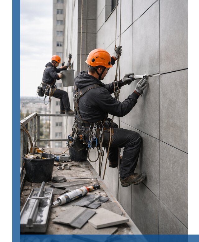 Профессиональный ремонт фасада из керамогранита в Дивногорске