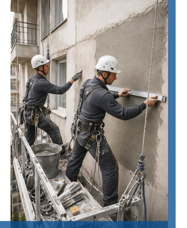 Штукатурка фасада на высоте в Дивногорске от 910 р. | ВЫСОТНИК-Двн