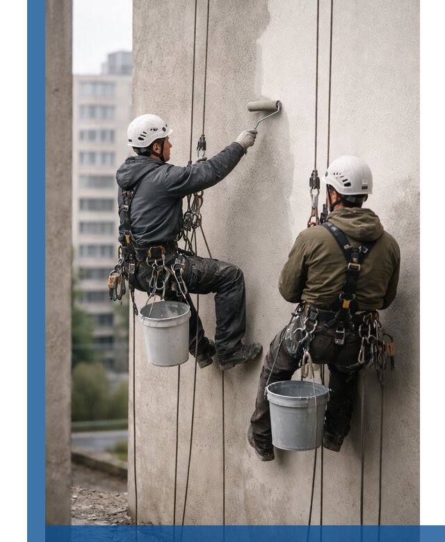 Покраска фасадов высотными альпинистами в Дивногорске с гарантией