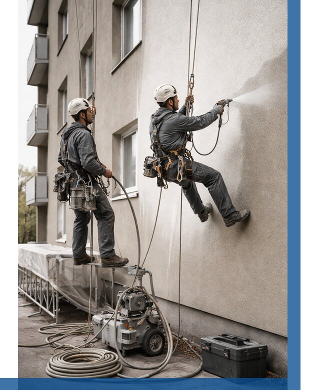 Безвоздушная покраска фасада в Дивногорске от 222 р/м² | ВЫСОТНИК-Двн