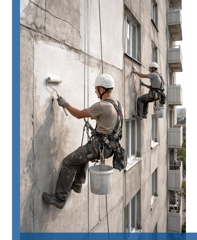 Покраска бетонного фасада в Дивногорске для жилых и промышленных объектов