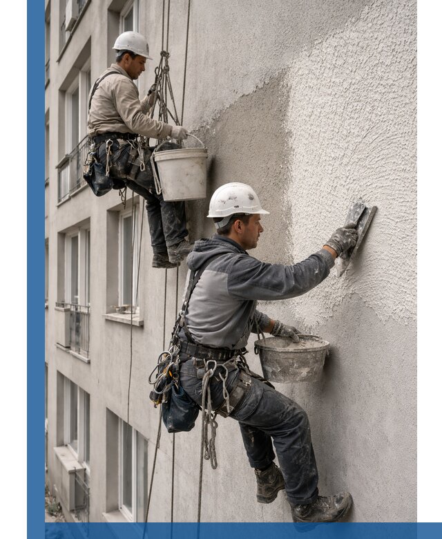 Нанесение декоративной штукатурки короед на фасад в Дивногорске