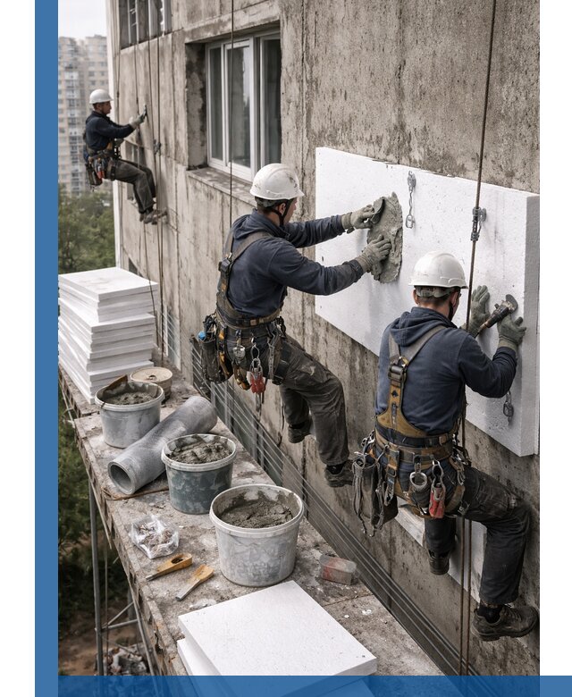 Утепление фасада пенополистиролом в Дивногорске под ключ