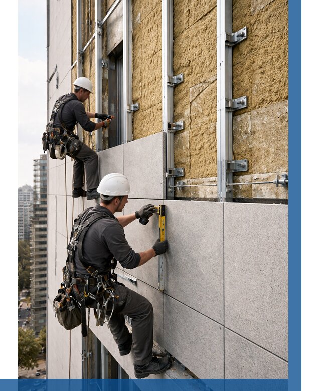 Монтаж вентилируемого фасада в Дивногорске от 3539 р. | ВЫСОТНИК-Двн