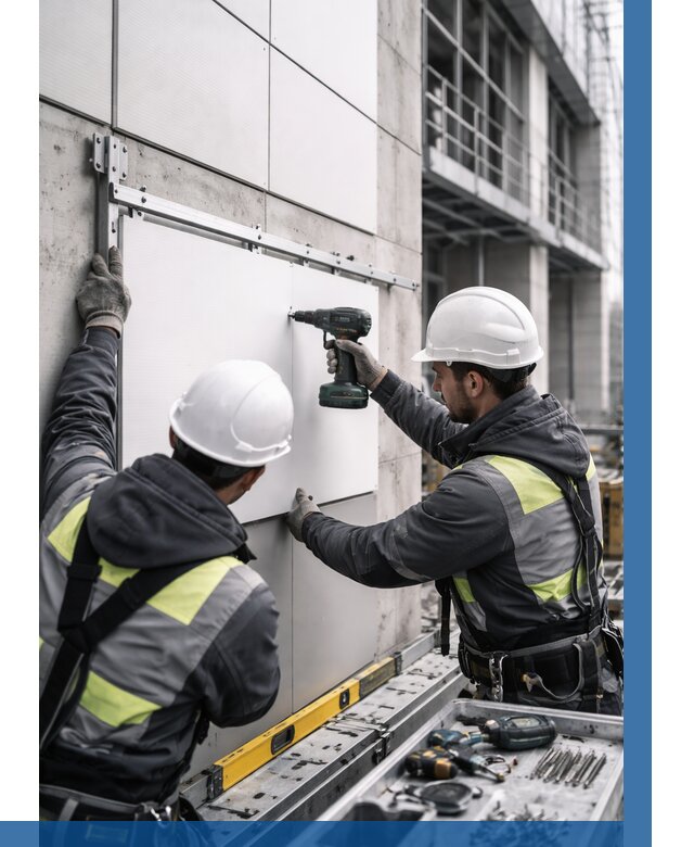 Монтаж композитных панелей фасада в Дивногорске от 2528 р. | ВЫСОТНИК-Двн