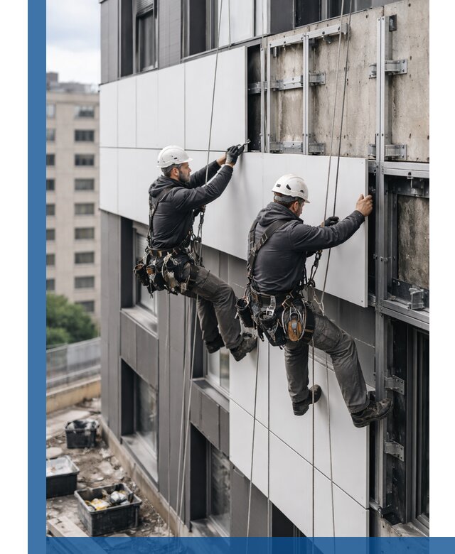 Монтаж композитных панелей фасада в Дивногорске под ключ