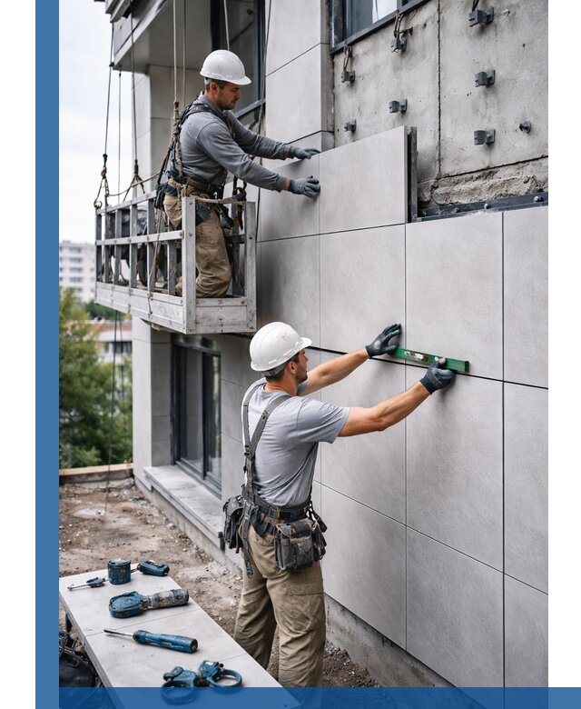 Монтаж керамогранита на фасад в Дивногорске под ключ с гарантией качества