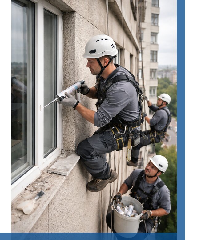Герметизация оконных швов снаружи в Дивногорске от 1517 р. | ВЫСОТНИК-Двн