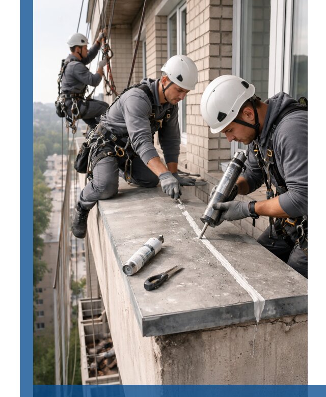 Герметизация балконного козырька в Дивногорске профессионально