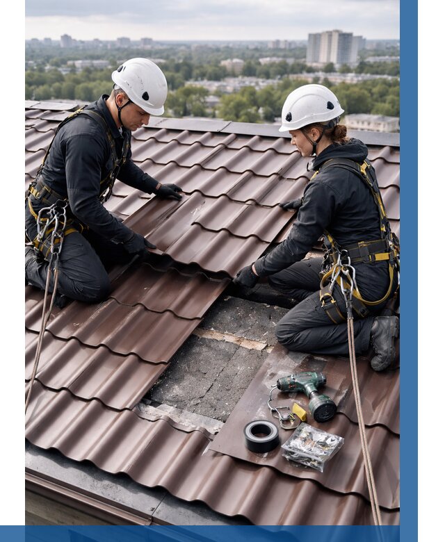 Ремонт металлочерепицы на крыше в Дивногорске от 910 р. | ВЫСОТНИК-Двн