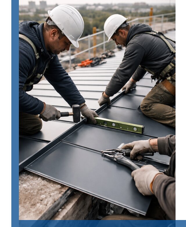 Монтаж фальцевой кровли в Дивногорске для промышленных зданий