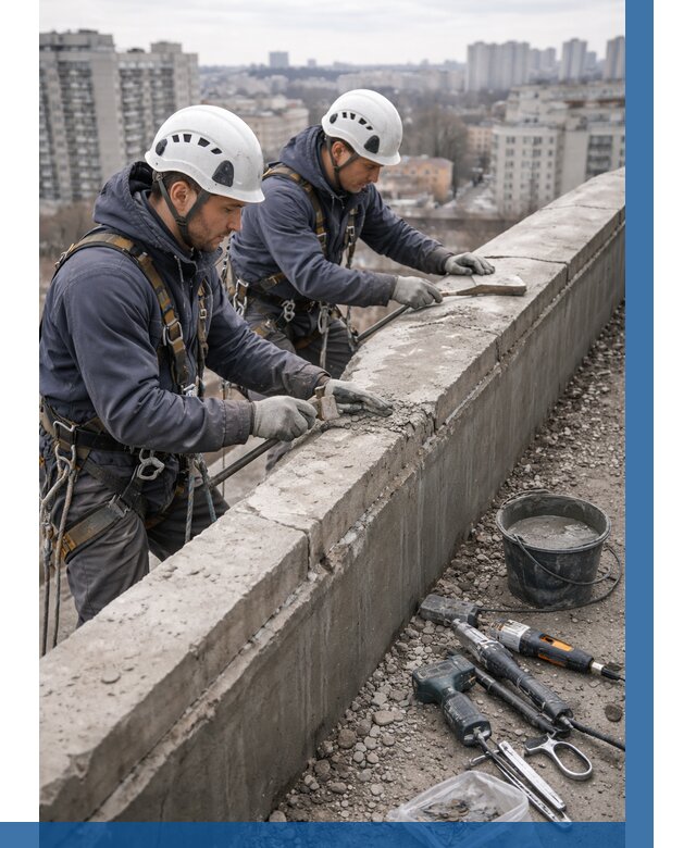 Ремонт парапета на кровле в Дивногорске от 1517 р. | ВЫСОТНИК-Двн