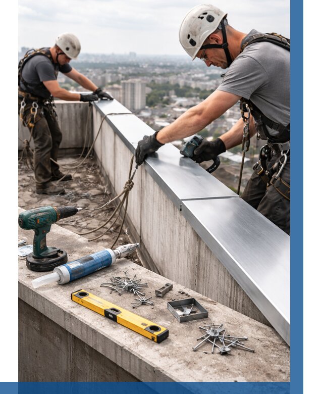 Монтаж парапетных крышек в Дивногорске от 809 р. | ВЫСОТНИК-Двн