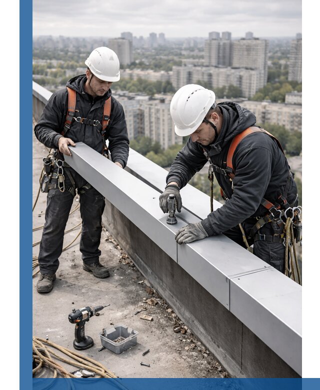 Монтаж парапетных крышек и ограждений кровли в Дивногорске