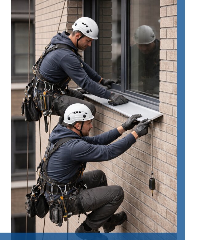 Монтаж оконных отливов под ключ в Дивногорске от 3539 р. | ВЫСОТНИК-Двн