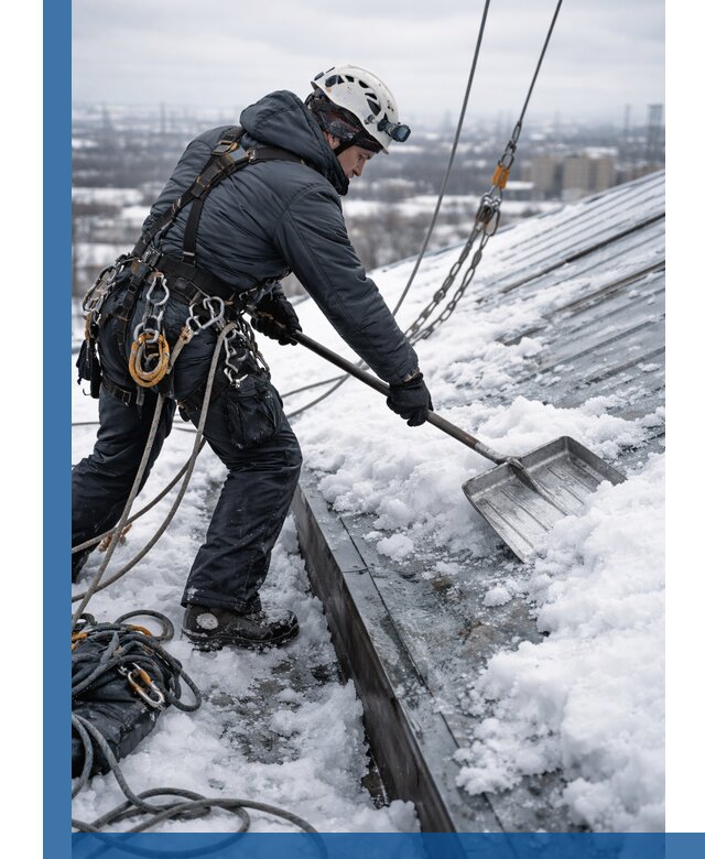 Профессиональная очистка кровли от снега и наледи в Дивногорске