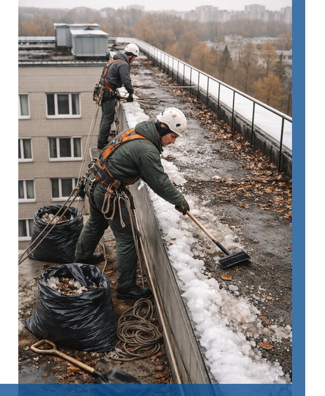 Очистка кровли по периметру в Дивногорске от 556 р. | ВЫСОТНИК-Двн