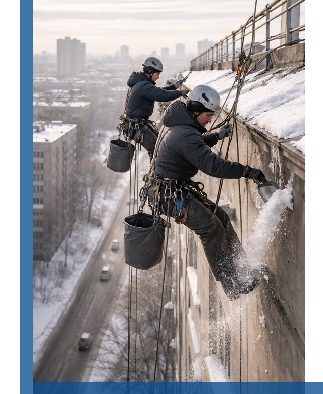 Очистка карнизов от снега в Дивногорске профессионально и безопасно