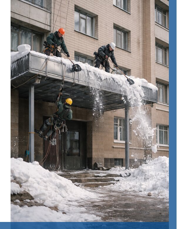 Очистка козырьков от снега в Дивногорске от 3539 р. | ВЫСОТНИК-Двн