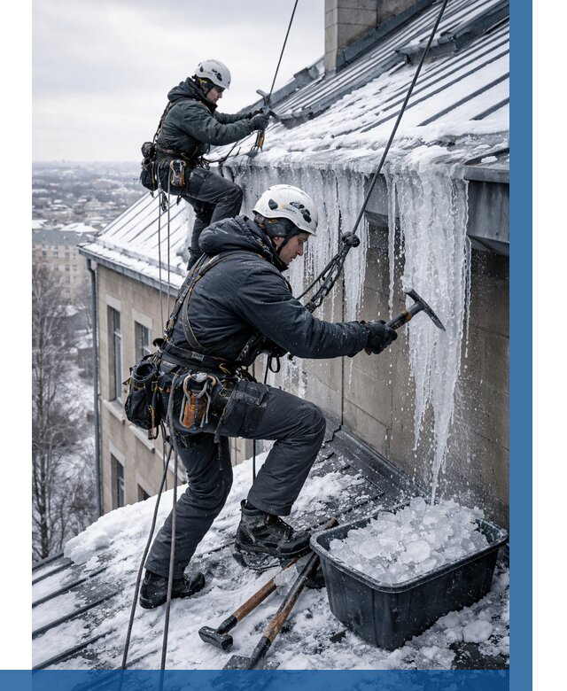 Удаление наледи с кровли в Дивногорске от 5561 р. | ВЫСОТНИК-Двн