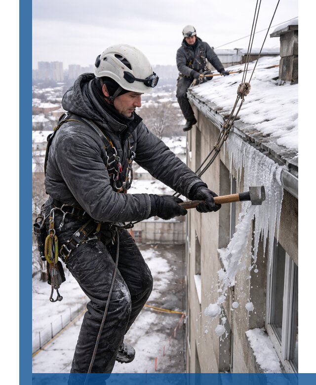 Сбивание и удаление сосулек с крыши в Дивногорске безопасно