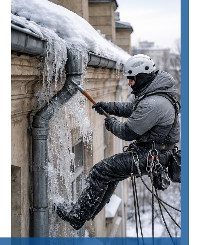 Очистка водостоков от льда в Дивногорске от 3539 р. | ВЫСОТНИК-Двн