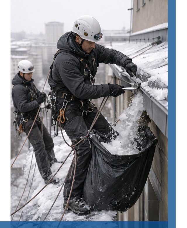 Аварийная очистка крыши в Дивногорске под ключ от 303 р. | ВЫСОТНИК-Двн