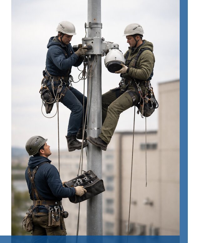 Установка видеокамер на мачте в Дивногорске от 8594 р. | ВЫСОТНИК-Двн