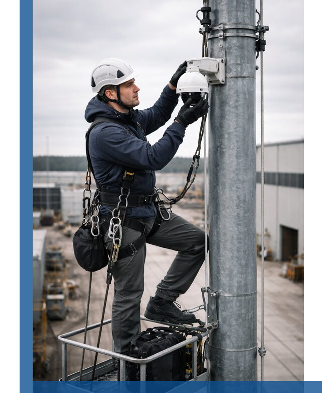 Профессиональная установка видеокамер на мачте в Дивногорске