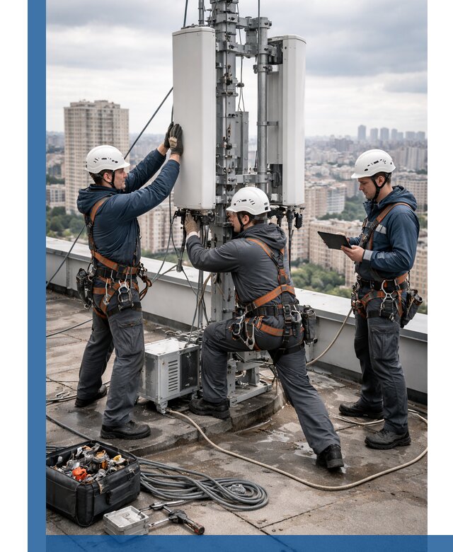 Монтаж антенн связи на крыше в Дивногорске с вводом в эксплуатацию