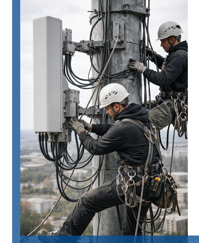 Монтаж оборудования связи на мачте в Дивногорске с пусконаладкой