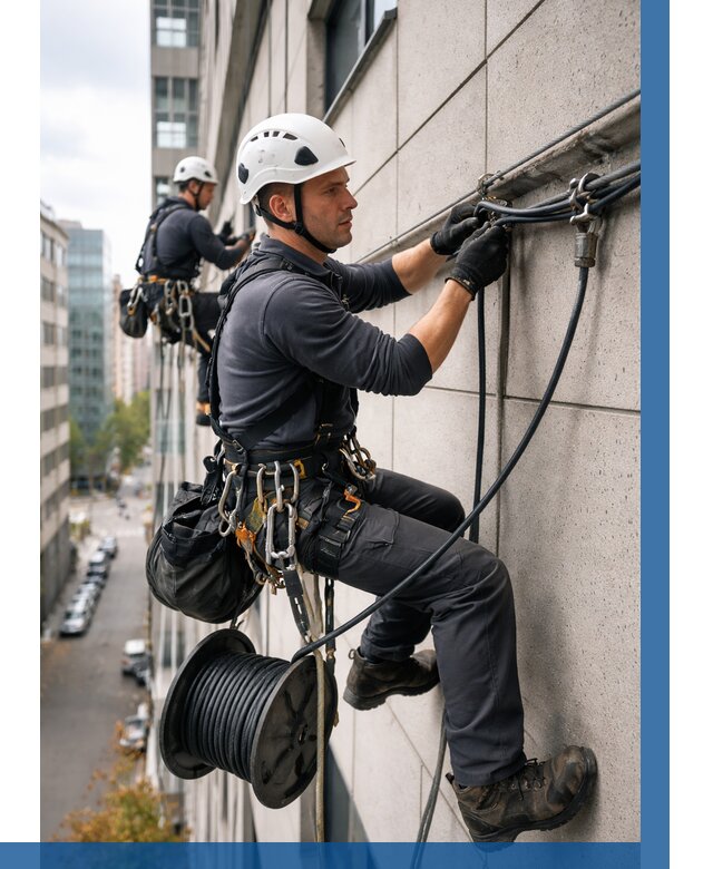 Прокладка кабеля по фасаду в Дивногорске от 354 р. | ВЫСОТНИК-Двн