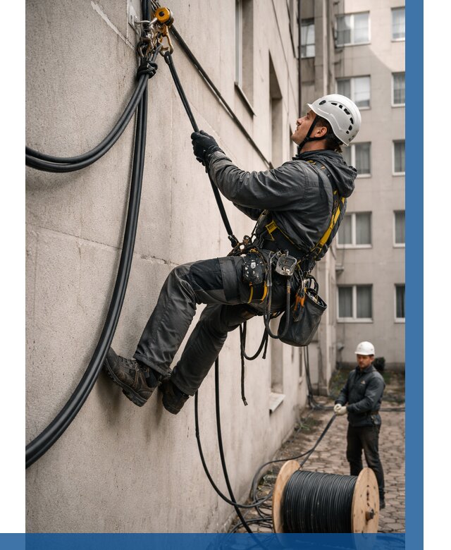 Протяжка кабеля питания на высоте в Дивногорске от 455 р. | ВЫСОТНИК-Двн
