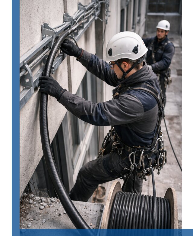 Протяжка кабеля питания на высоте в Дивногорске с гарантией безопасности и качества