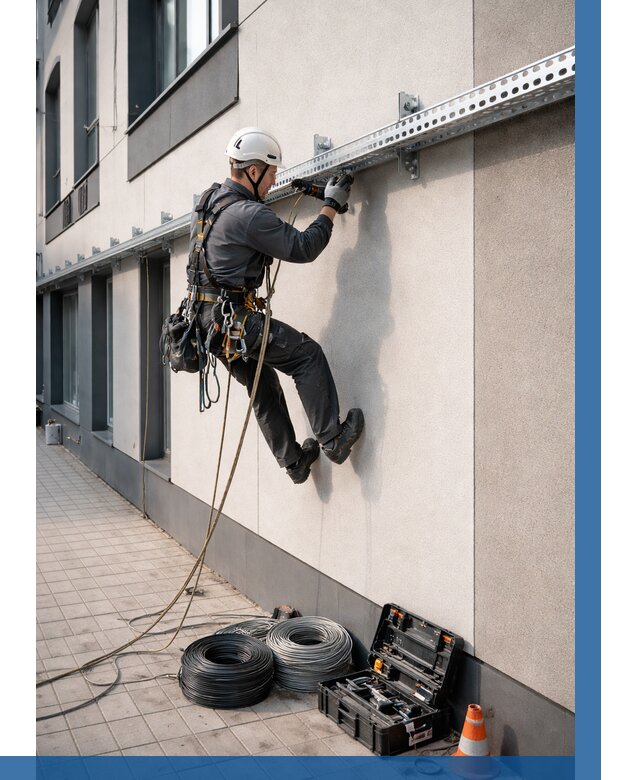 Монтаж кабельных лотков на фасаде в Дивногорске от 1213 р. | ВЫСОТНИК-Двн