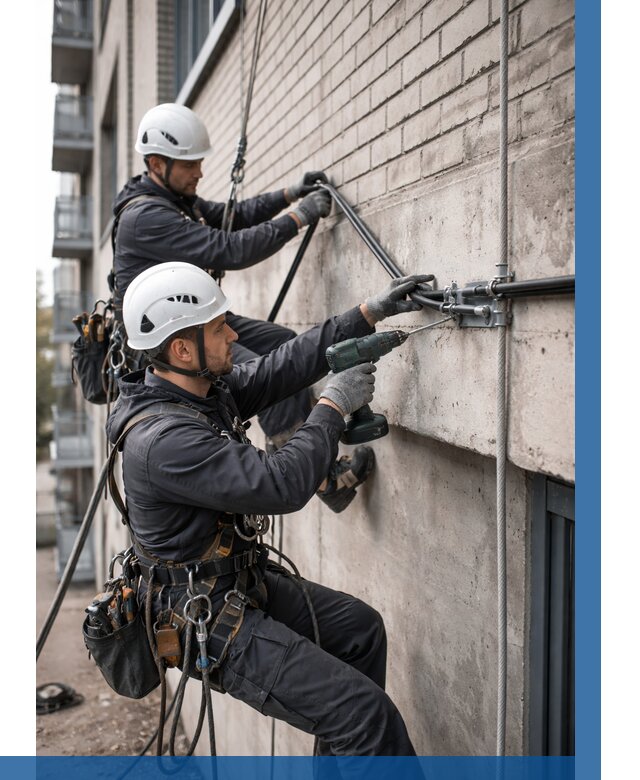 Крепление кабеля на фасаде в Дивногорске от 354 р. | ВЫСОТНИК-Двн