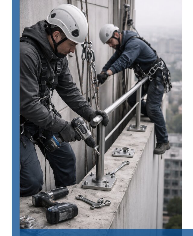 Монтаж перил на высоте в Дивногорске для жилых и промобъектов