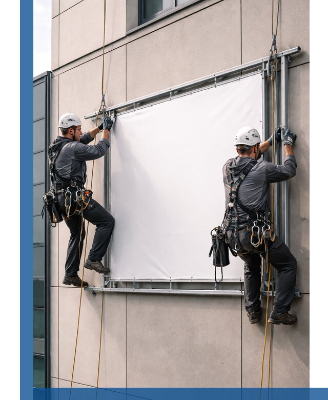 Монтаж наружной рекламной вывески в Дивногорске под ключ