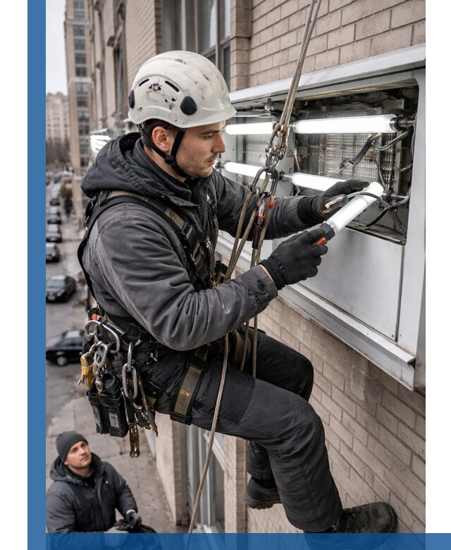 Профессиональная замена ламп в наружной вывеске в Дивногорске