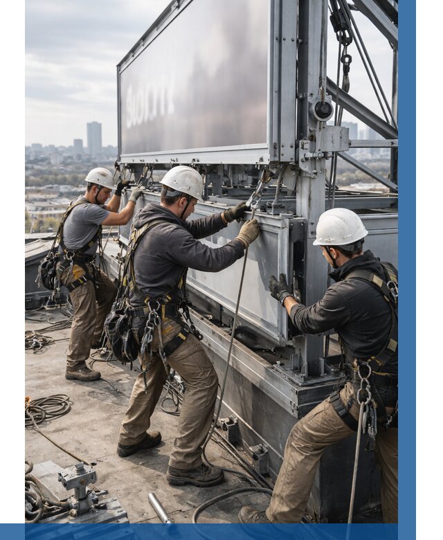 Монтаж крышной рекламной конструкции в Дивногорске от 60660 р.|ВЫСОТНИК-Двн