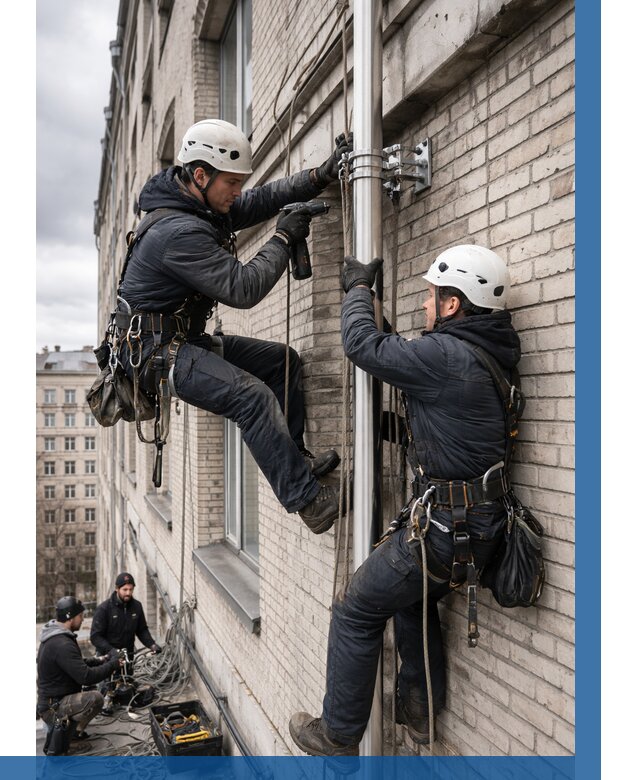 Монтаж флагштока на здании в Дивногорске от 6572 р. | ВЫСОТНИК-Двн