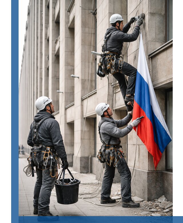 Профессиональная установка флагов на фасаде в Дивногорске