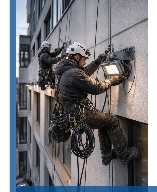 Монтаж фасадного освещения в Дивногорске установка и подключение