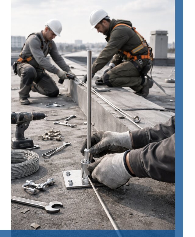 Монтаж молниезащиты на кровле в Дивногорске цена от 25275 р. | ВЫСОТНИК-Двн