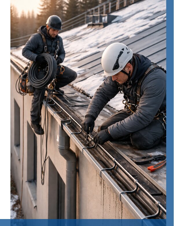 Монтаж греющего кабеля на кровле в Дивногорске от 455 р. | ВЫСОТНИК-Двн