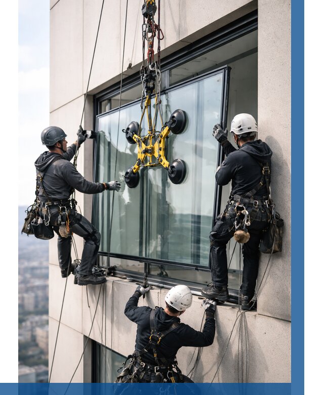 Монтаж стеклопакетов на высоте в Дивногорске от 3235 р. | ВЫСОТНИК-Двн