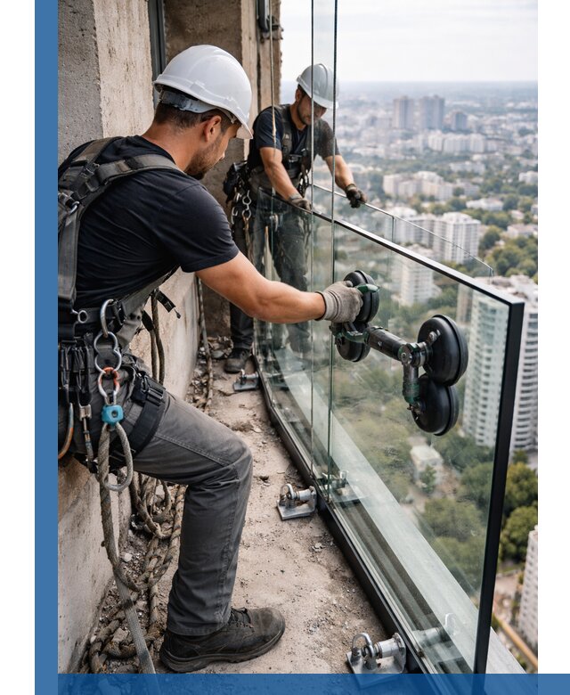 Монтаж стеклянных ограждений под ключ с гарантией в Дивногорске